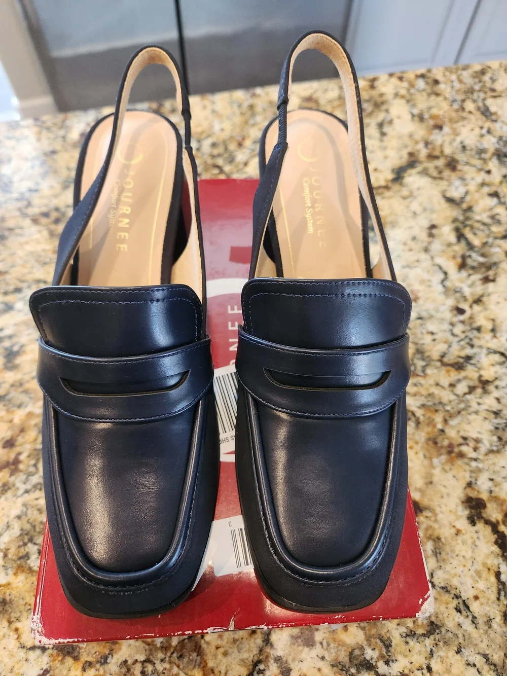 Journee Collection Henrika Navy Slingback Loafer Pumps